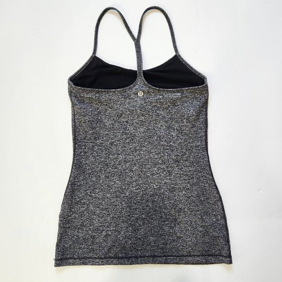 Lululemon Power Pose Tank Top Size 6 Heathered Black W1AMYS Yoga Workout Pilates - Picture 4 of 8